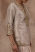 Rose gold tissue short tunic with satin georgette dhoti pants